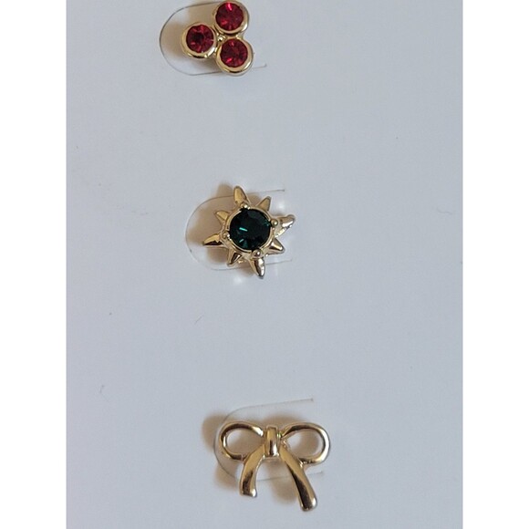 Panacea 4 Pair Pierced Earrings Goldtone Rhinestone Gift Boxed New - Picture 5 of 5